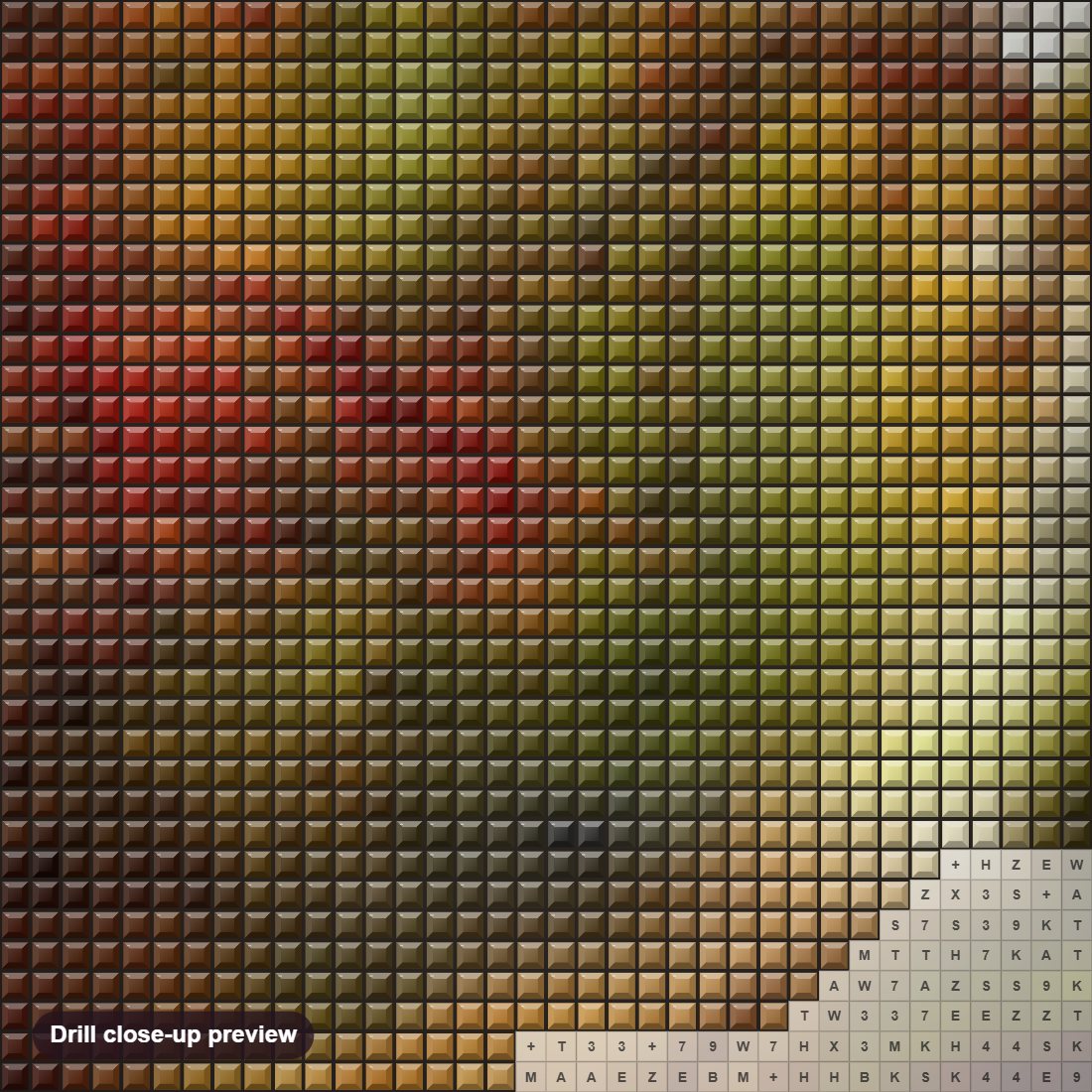Close-up preview of the Autumn Forest Edge diamond painting with square 5D drills and printed canvas symbols