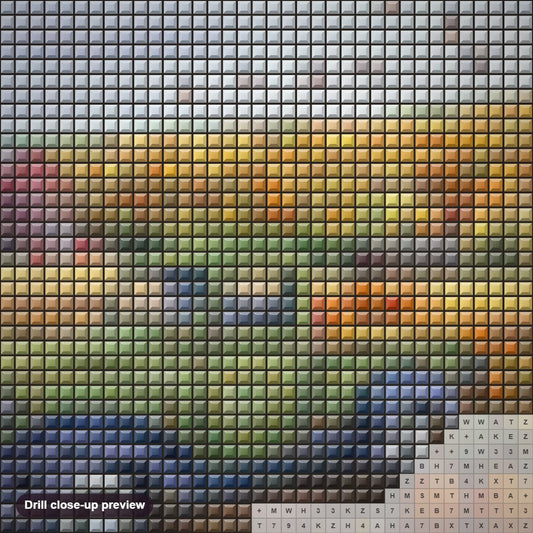 Close-up preview of the Autumn Harvest diamond painting with square 5D drills and printed canvas symbols