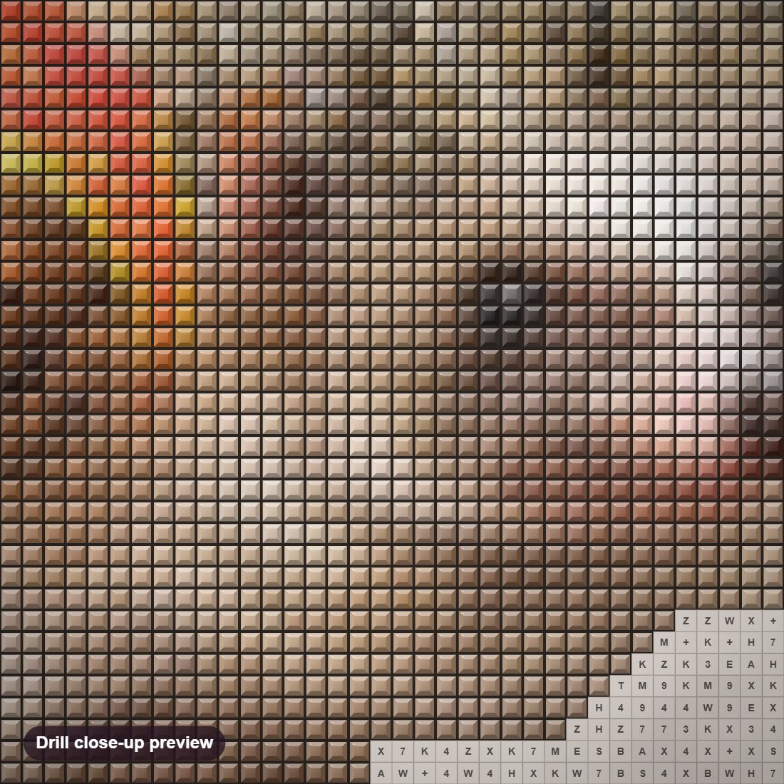 Close-up preview of the Autumn Hedgehog diamond painting with square 5D drills and printed canvas symbols