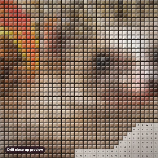Close-up preview of the Autumn Hedgehog diamond painting with square 5D drills and printed canvas symbols