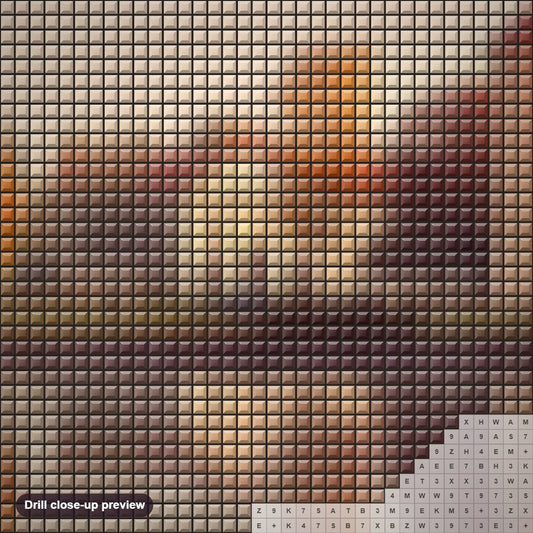 Close-up preview of the Autumn in Germany diamond painting with square 5D drills and printed canvas symbols