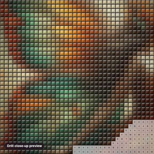 Close-up preview of the Autumn Leaves Fairy diamond painting with square 5D drills and printed canvas symbols