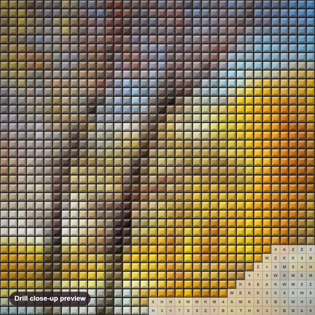 Close-up preview of the Autumn Trees & Boat diamond painting with square 5D drills and printed canvas symbols