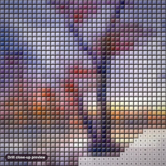 Close-up preview of the Awesome Nature View in Autumn diamond painting with square 5D drills and printed canvas symbols