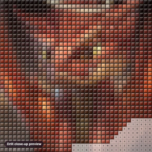 Close-up preview of the Baby Dragon diamond painting with square 5D drills and printed canvas symbols
