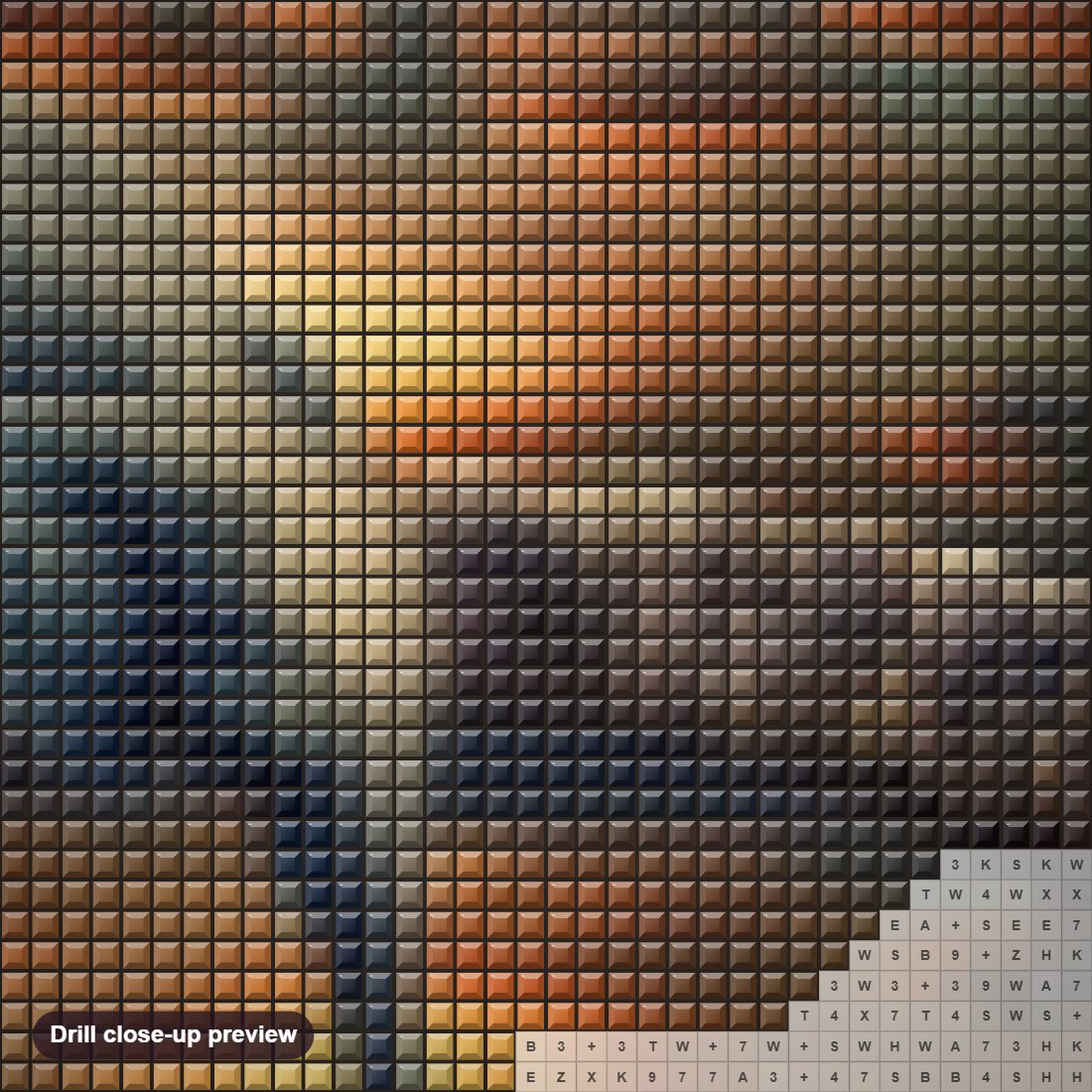 Close-up preview of the Baby Elephant at Fantasy Place diamond painting with square 5D drills and printed canvas symbols