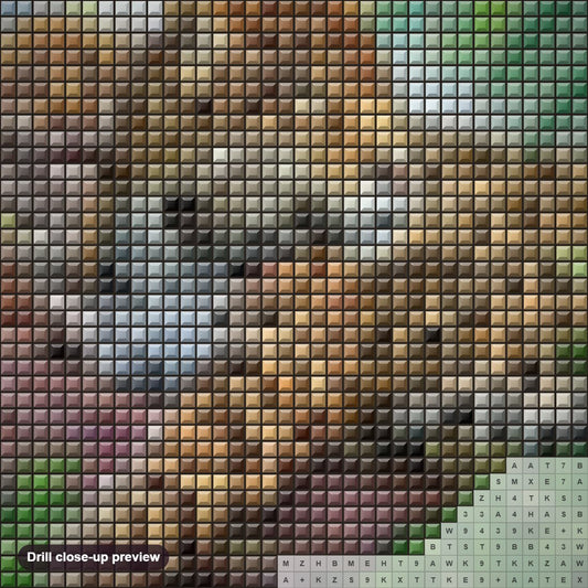 Close-up preview of the Baby Leopard diamond painting with square 5D drills and printed canvas symbols