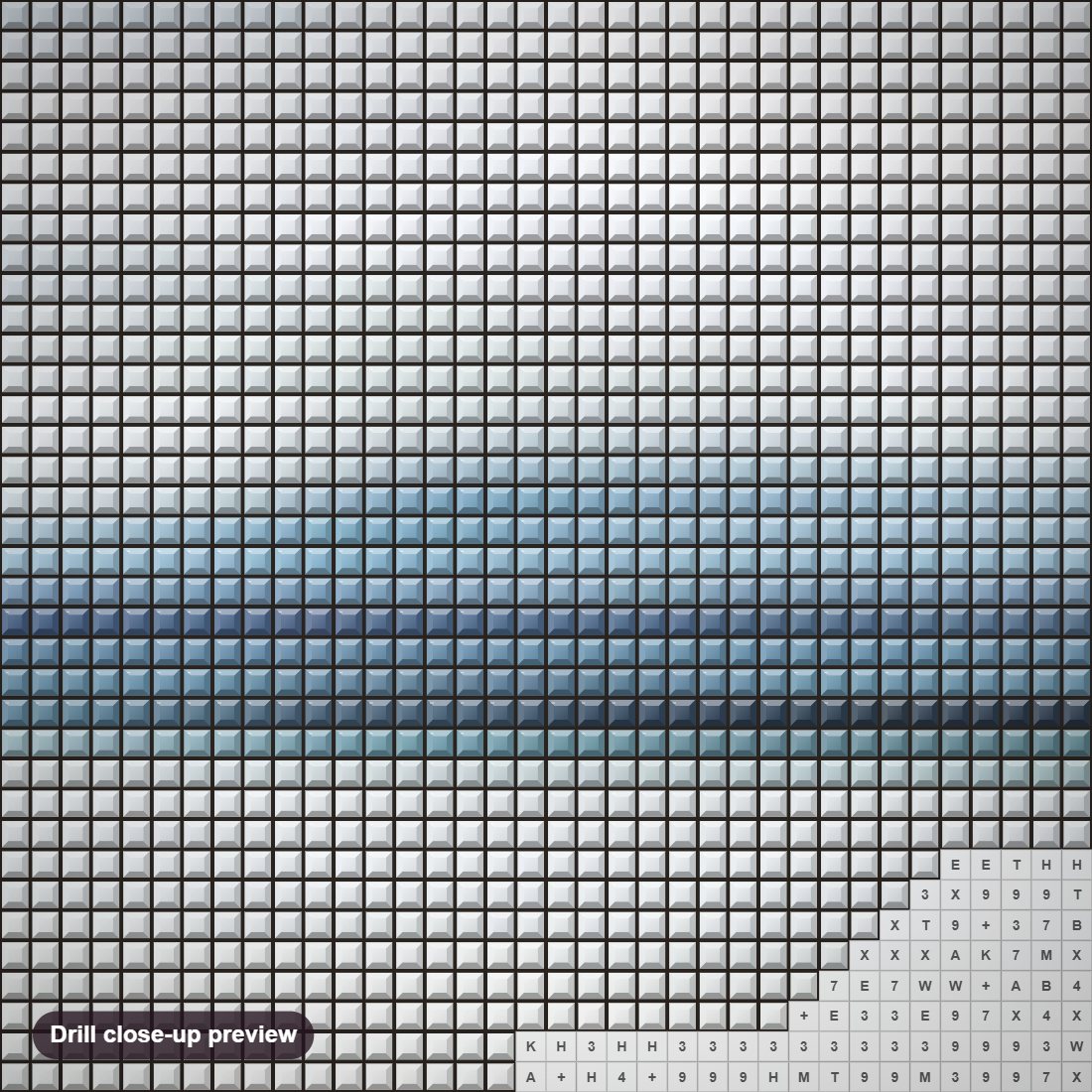 Close-up preview of the Beach diamond painting with square 5D drills and printed canvas symbols
