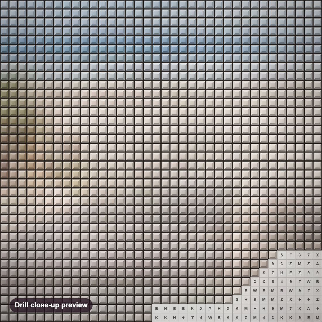 Close-up preview of the Beach Entrance diamond painting with square 5D drills and printed canvas symbols