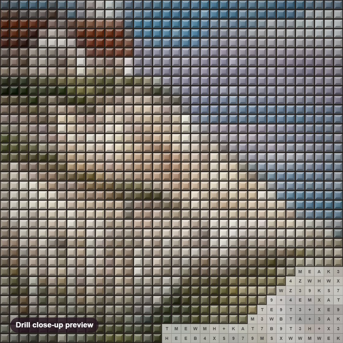 Close-up preview of the Beach Lighthouse diamond painting with square 5D drills and printed canvas symbols