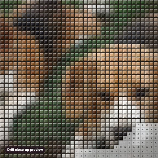 Close-up preview of the Beagle Bloodhound Puppies diamond painting with square 5D drills and printed canvas symbols