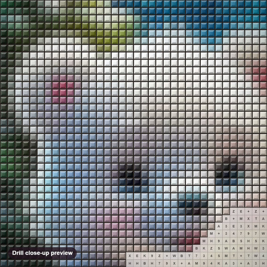 Close-up preview of the Bear y Merry Christmas diamond painting with square 5D drills and printed canvas symbols