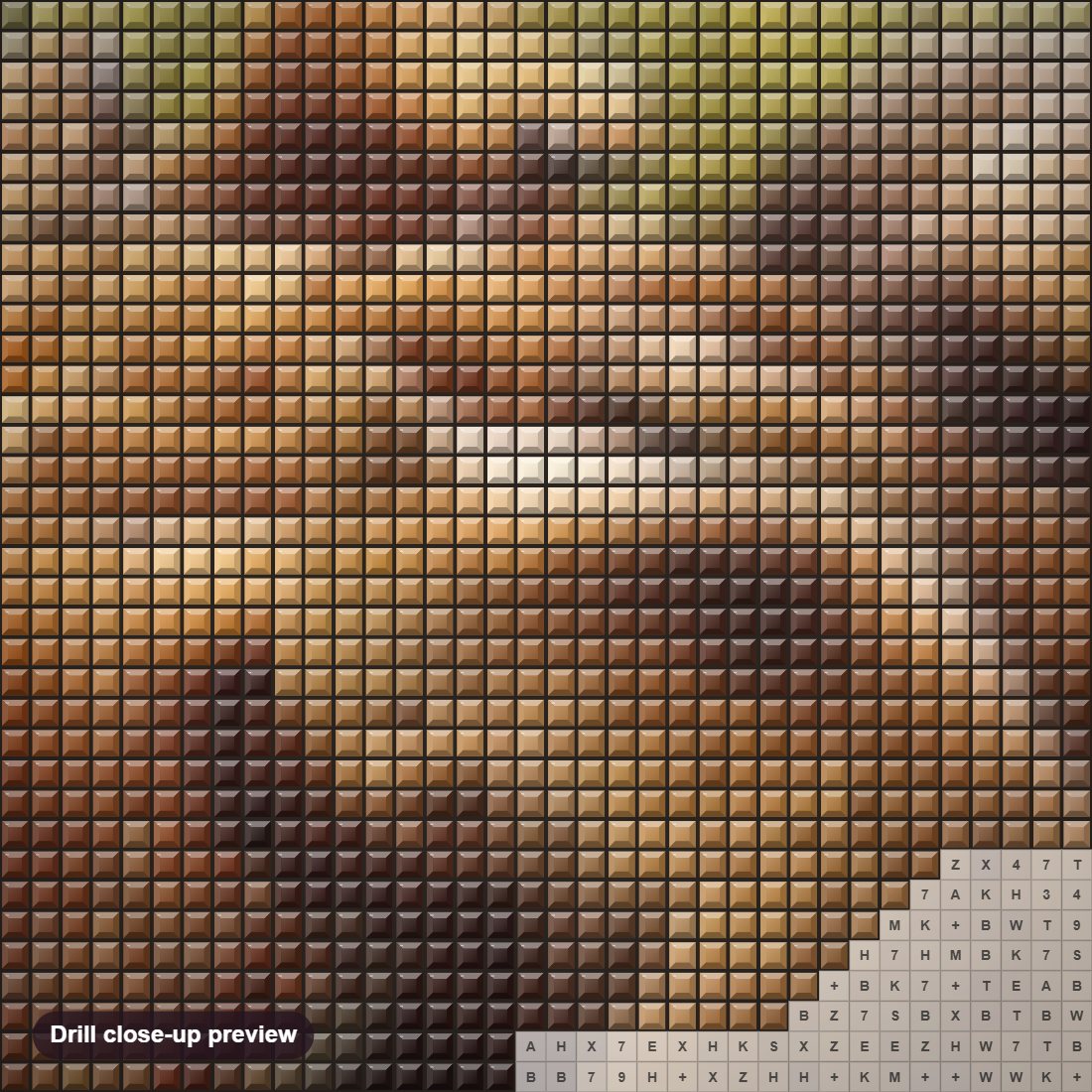 Close-up preview of the Bearing Little Bears diamond painting with square 5D drills and printed canvas symbols