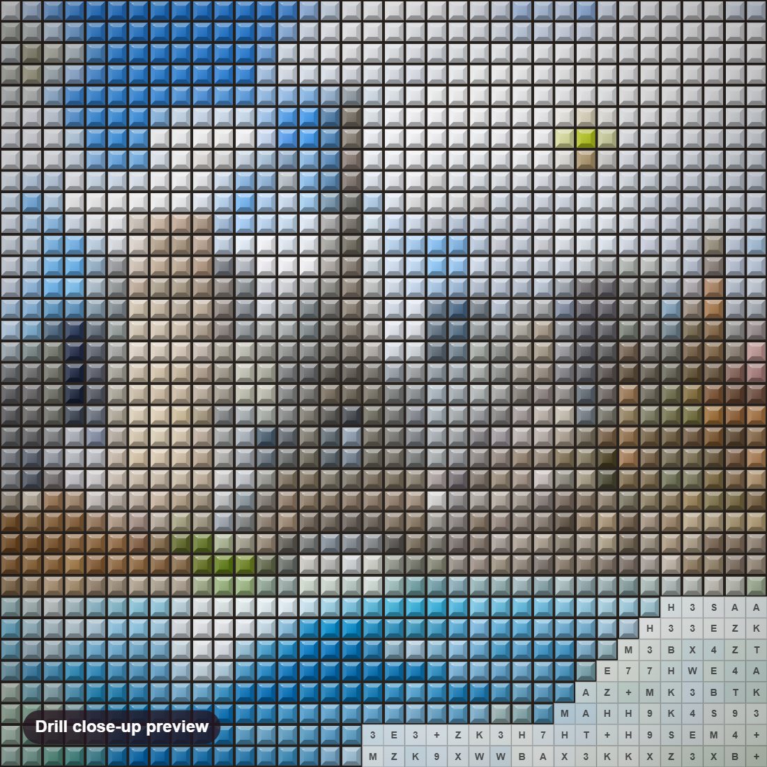 Close-up preview of the Beautiful 5D World Map diamond painting with square 5D drills and printed canvas symbols