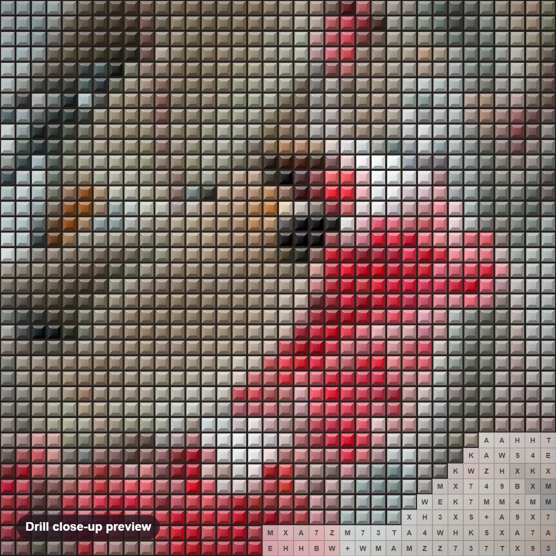 Close-up preview of the Beautiful Birds diamond painting with square 5D drills and printed canvas symbols