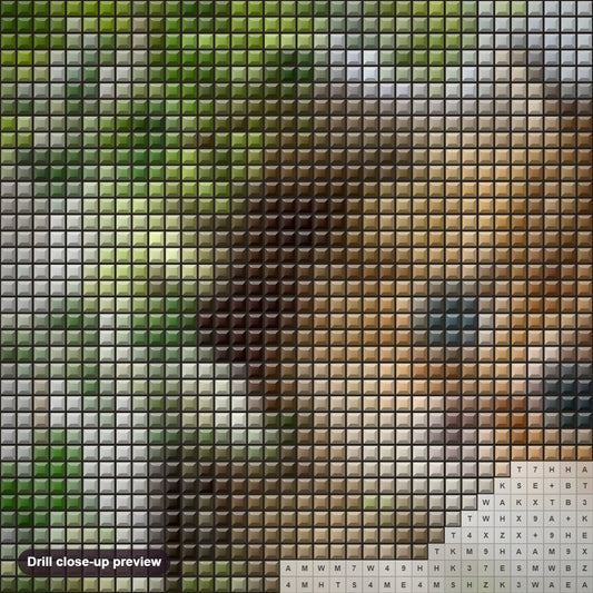 Close-up preview of the Beautiful Cat & Butterfly diamond painting with square 5D drills and printed canvas symbols