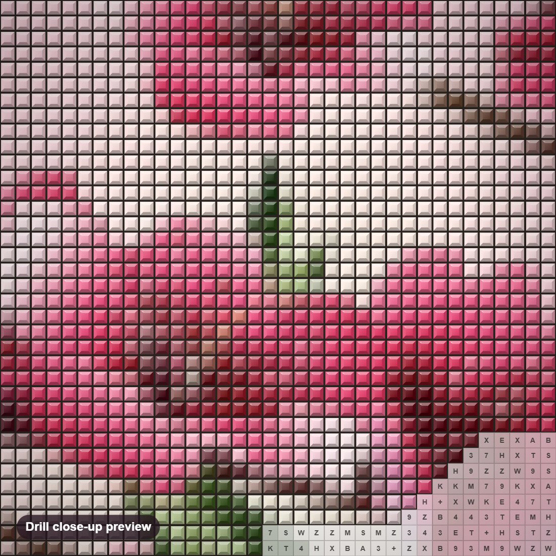 Close-up preview of the Beautiful Cherry Blossoms diamond painting with square 5D drills and printed canvas symbols