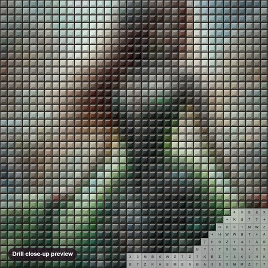 Close-up preview of the Beautiful Fairy with Large Detailed Wings diamond painting with square 5D drills and printed canvas symbols