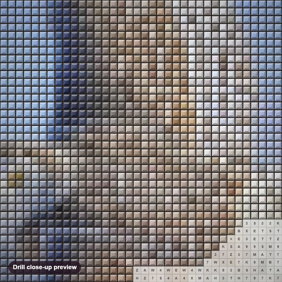 Close-up preview of the Beautiful Flying Snow Owl diamond painting with square 5D drills and printed canvas symbols