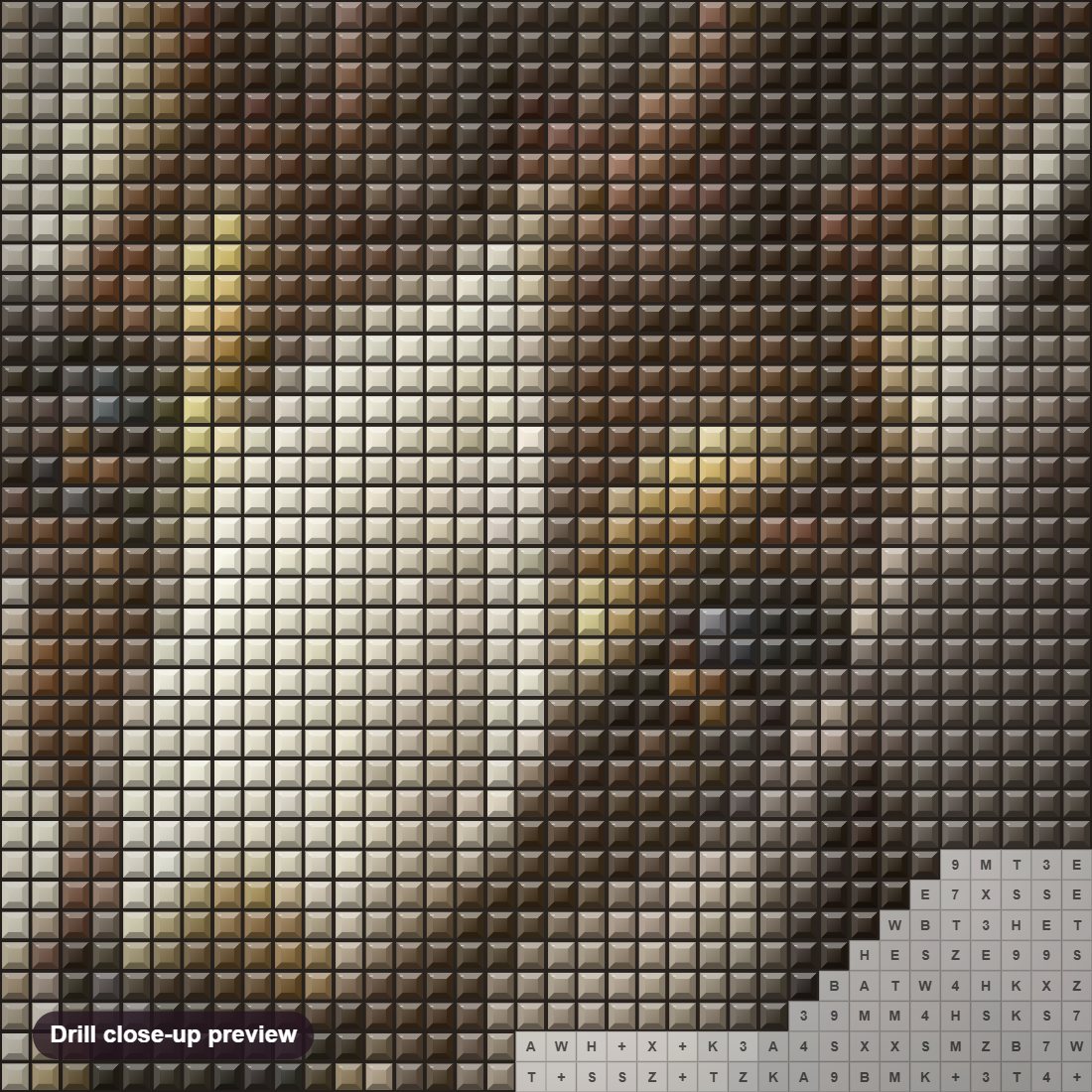 Close-up preview of the Beautiful Goat diamond painting with square 5D drills and printed canvas symbols