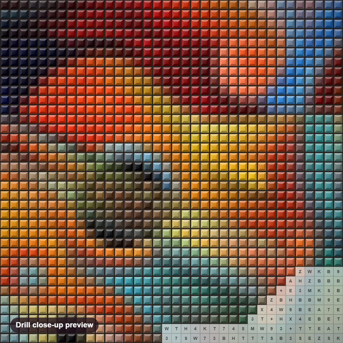 Close-up preview of the Beautiful Guitar diamond painting with square 5D drills and printed canvas symbols