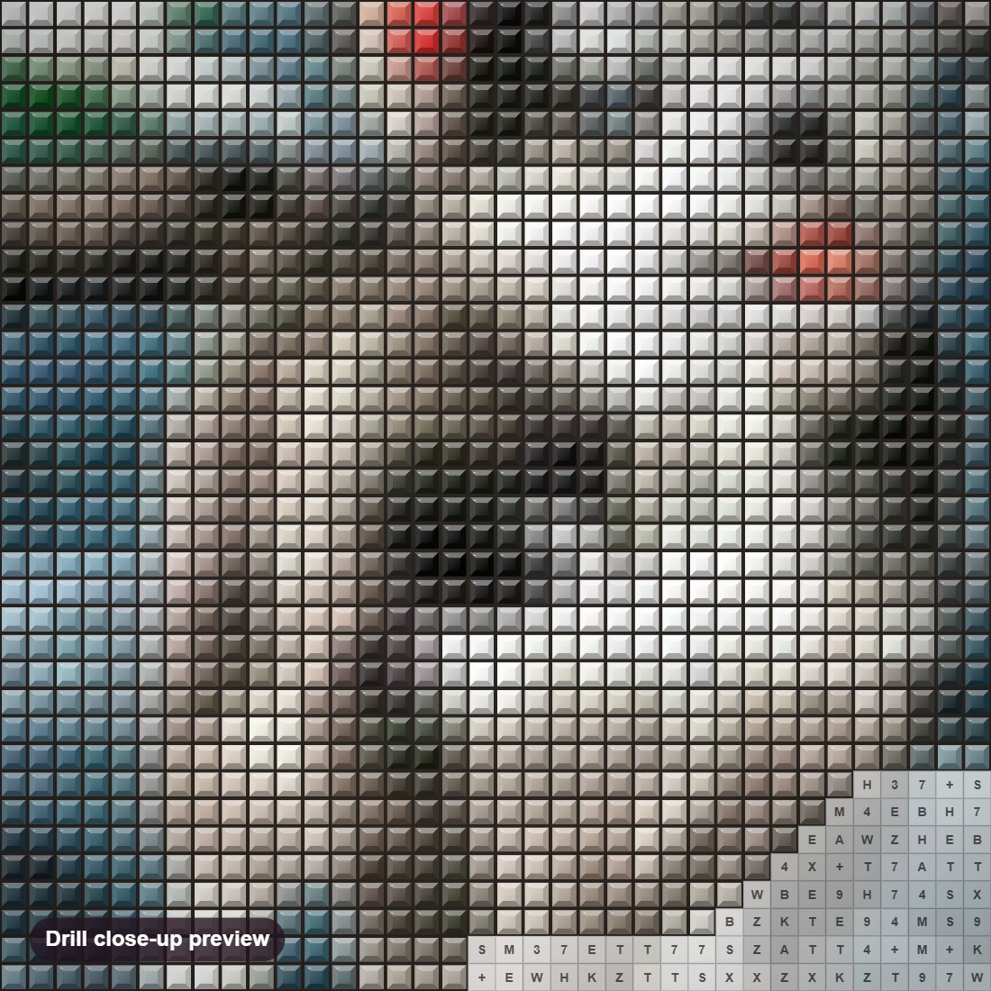 Close-up preview of the Beautiful Husky diamond painting with square 5D drills and printed canvas symbols