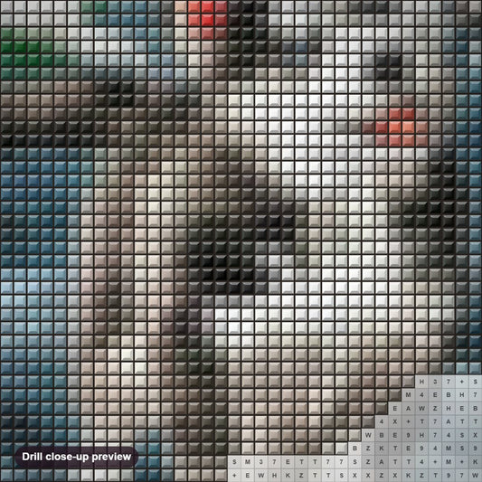 Close-up preview of the Beautiful Husky diamond painting with square 5D drills and printed canvas symbols