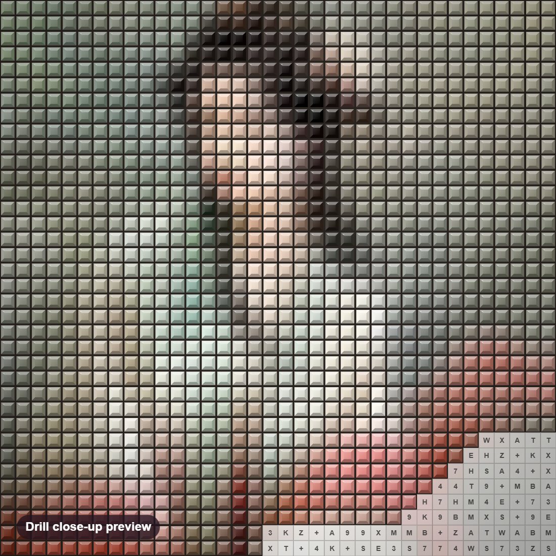 Close-up preview of the Beautiful Japanese Lady diamond painting with square 5D drills and printed canvas symbols