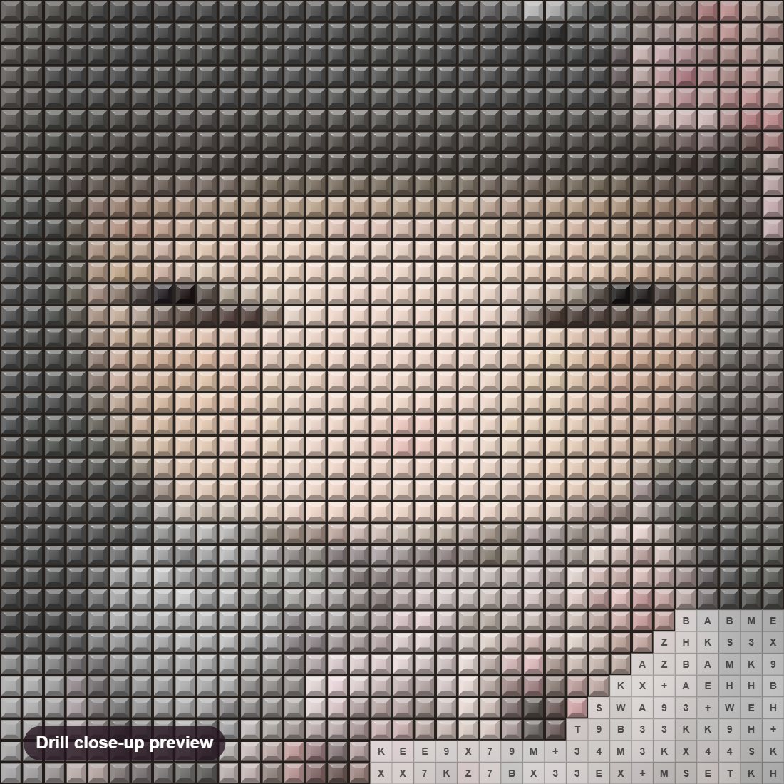 Close-up preview of the Beautiful Kokeshi Doll diamond painting with square 5D drills and printed canvas symbols