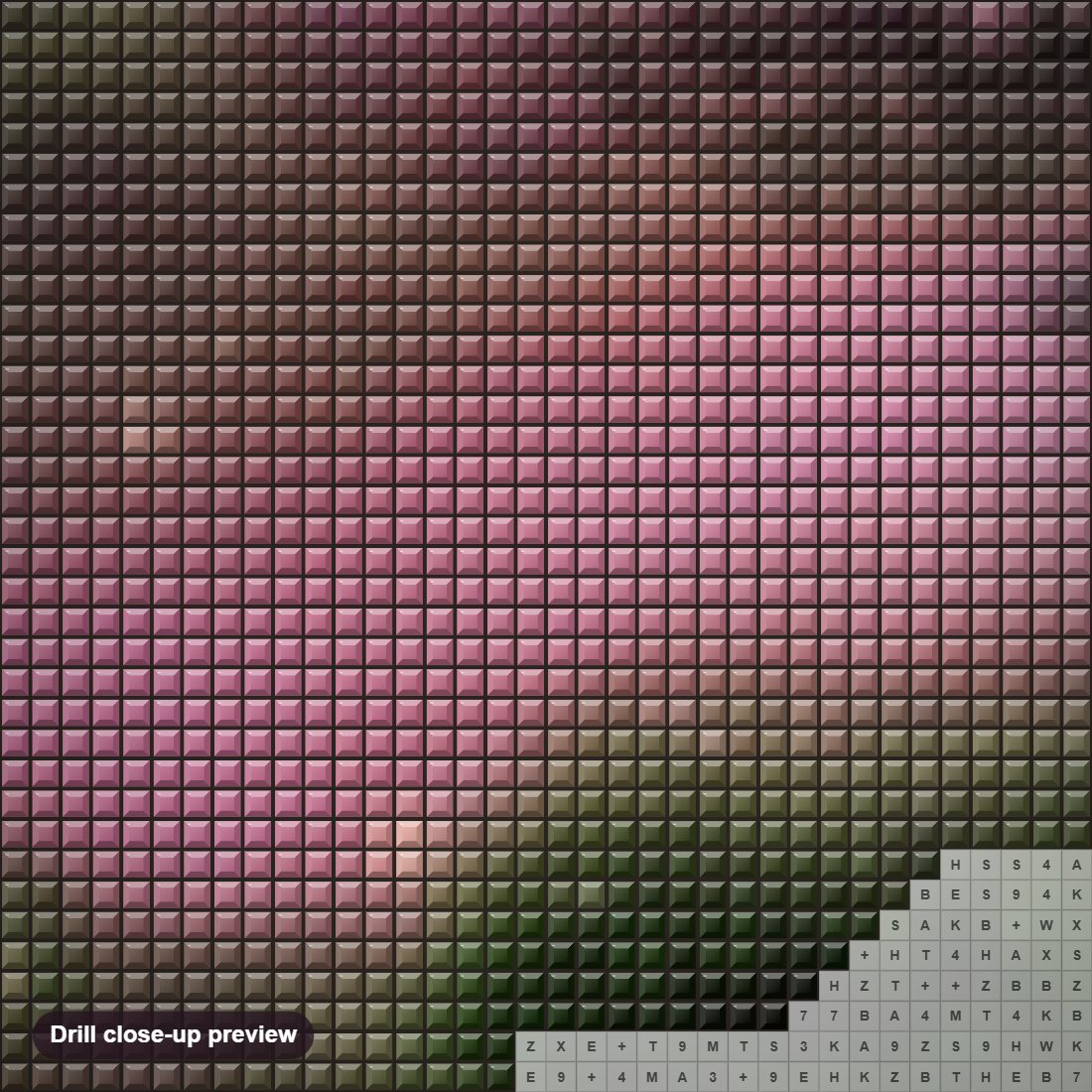 Close-up preview of the Beautiful Landscape & Fireflies diamond painting with square 5D drills and printed canvas symbols