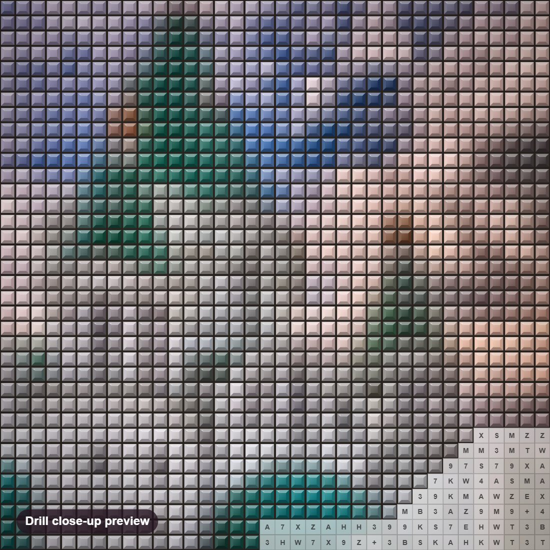 Close-up preview of the Beautiful Monastery diamond painting with square 5D drills and printed canvas symbols