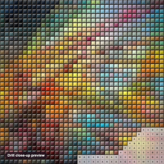 Close-up preview of the Beautiful Multi Colored Fireflies diamond painting with square 5D drills and printed canvas symbols