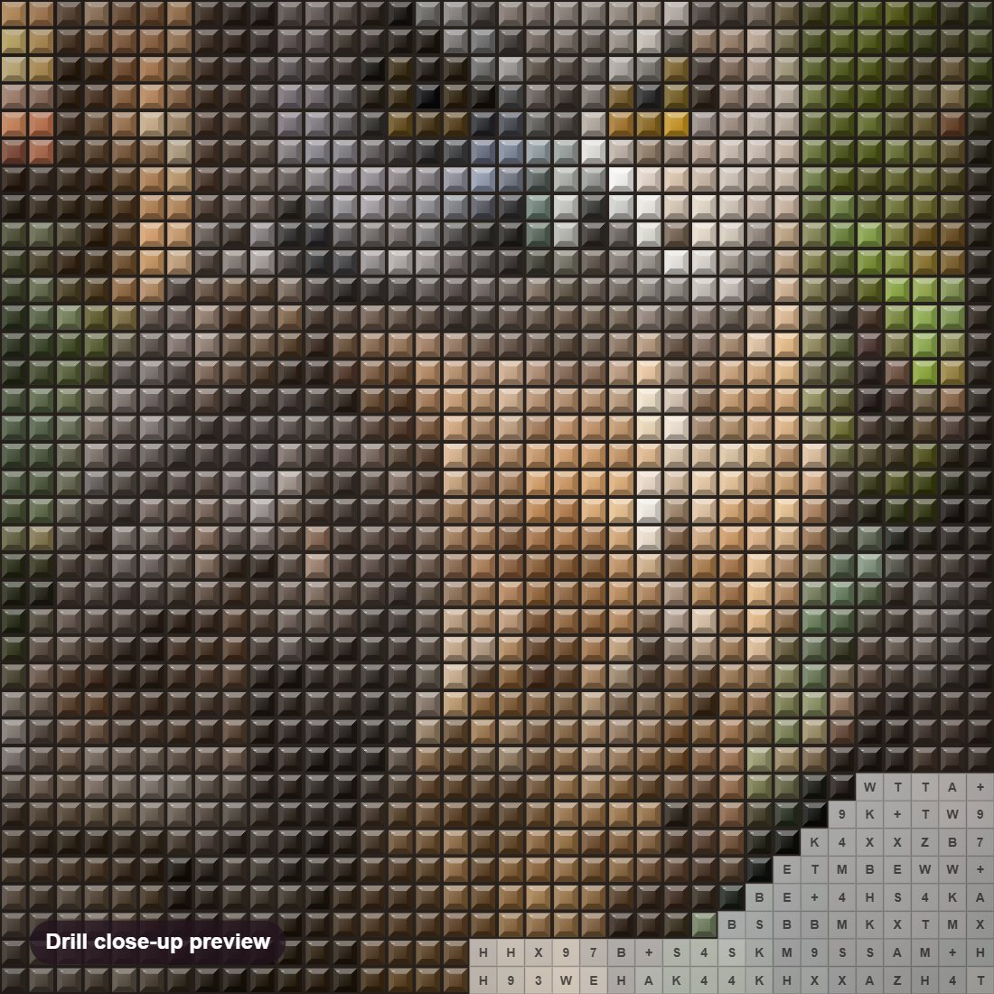 Close-up preview of the Beautiful Owl on a Tree diamond painting with square 5D drills and printed canvas symbols