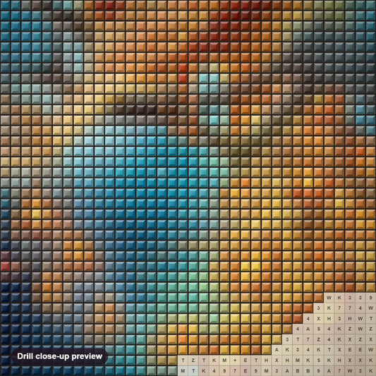 Close-up preview of the Beautiful Phoenix diamond painting with square 5D drills and printed canvas symbols