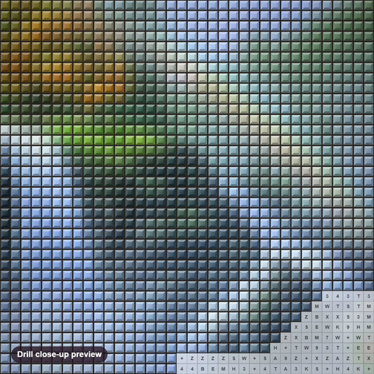 Close-up preview of the Beautiful Rainbow & Waterfall diamond painting with square 5D drills and printed canvas symbols