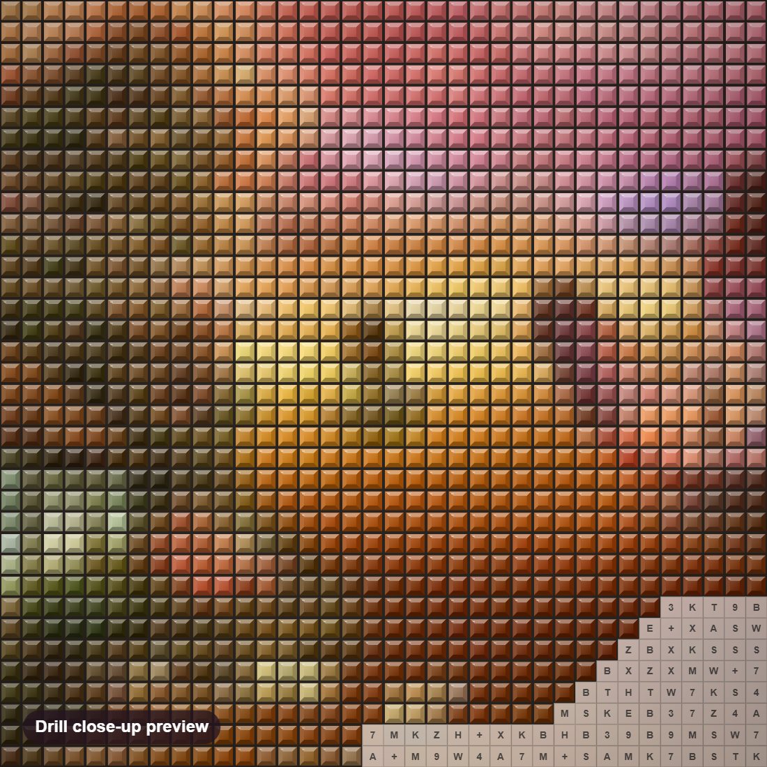 Close-up preview of the Beautiful Scenery diamond painting with square 5D drills and printed canvas symbols