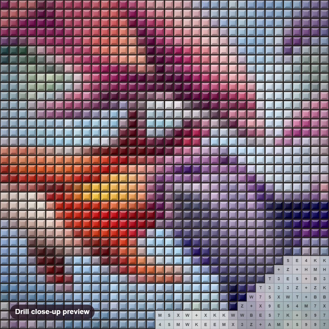 Close-up preview of the Beautiful Sea Life diamond painting with square 5D drills and printed canvas symbols