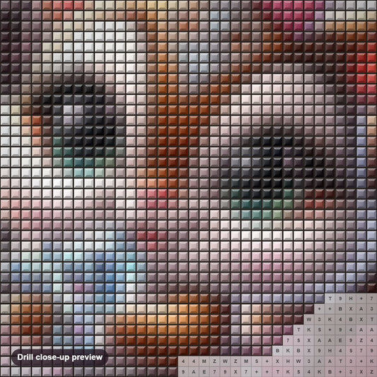 Close-up preview of the Beautiful Squirrel With Cute Eyes diamond painting with square 5D drills and printed canvas symbols