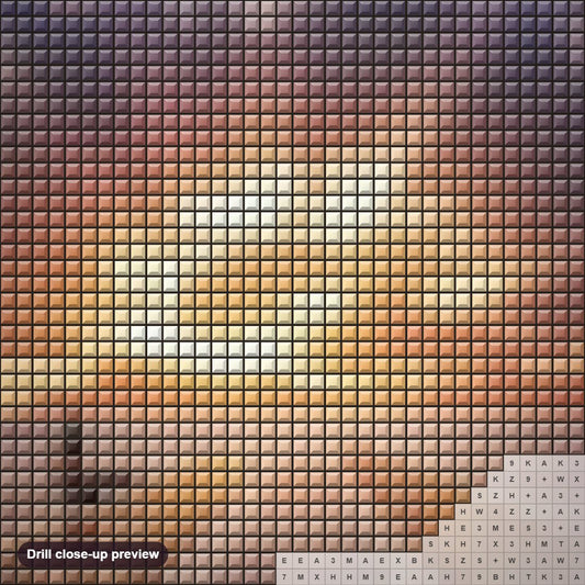 Close-up preview of the Beautiful Sunrise & Clouds diamond painting with square 5D drills and printed canvas symbols