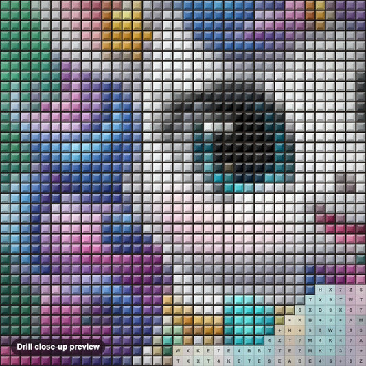 Close-up preview of the Beautiful Unicorn with Vibrant Colors diamond painting with square 5D drills and printed canvas symbols