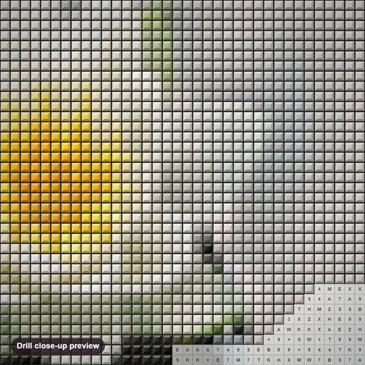 Close-up preview of the Beautiful Water Lilly diamond painting with square 5D drills and printed canvas symbols