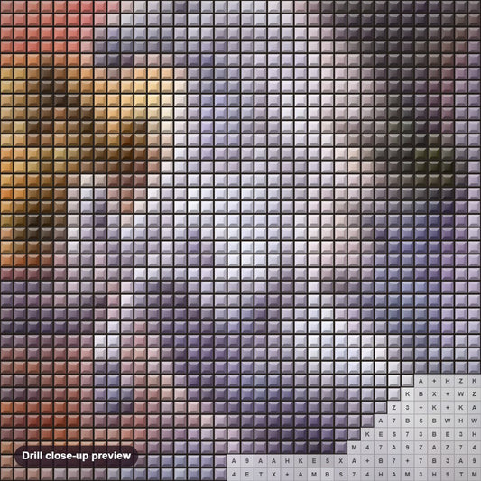 Close-up preview of the Beautiful Waterfall & Unicorn diamond painting with square 5D drills and printed canvas symbols