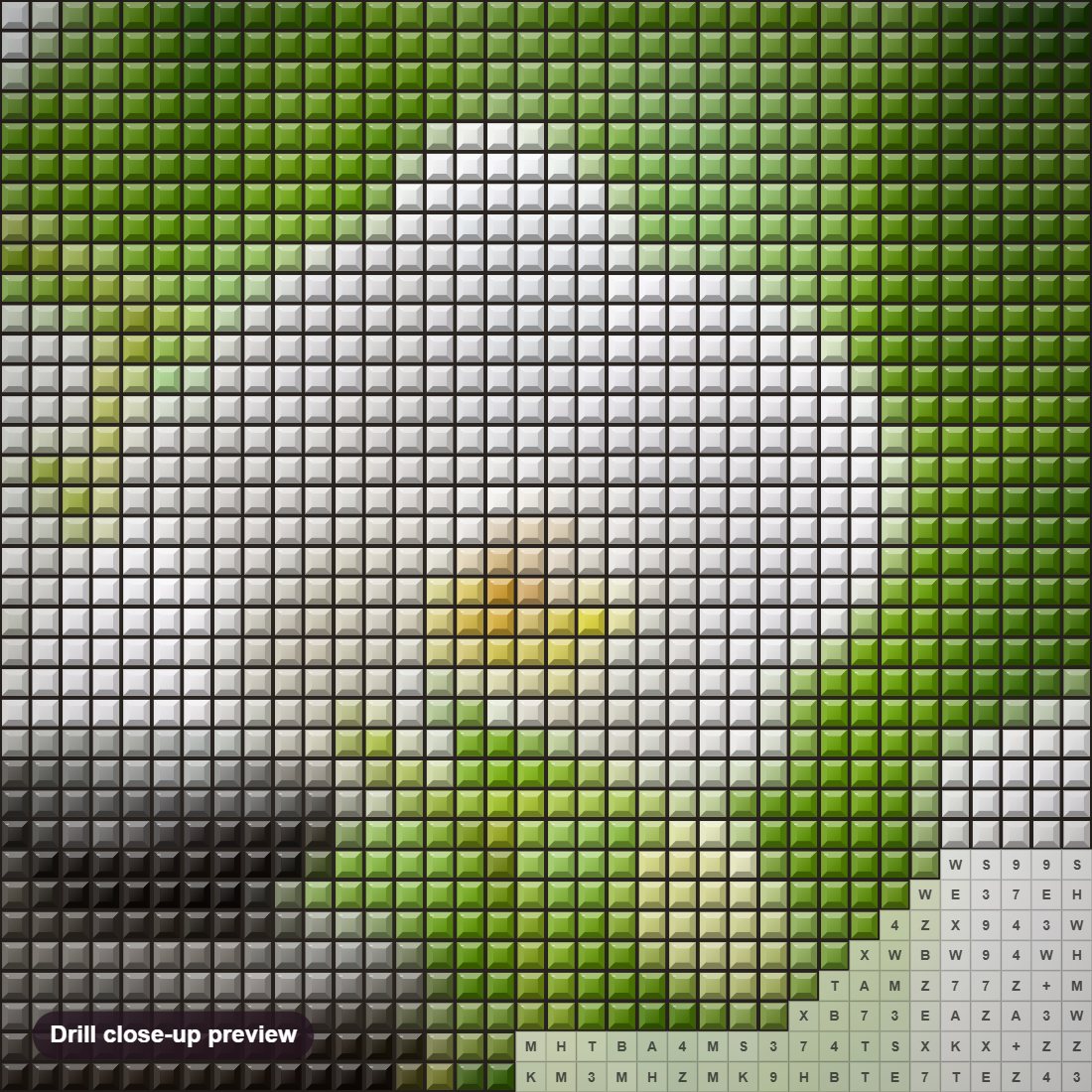 Close-up preview of the Beautiful White Flowers & Candles diamond painting with square 5D drills and printed canvas symbols