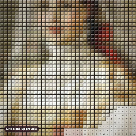 Close-up preview of the Beautiful women diamond painting with square 5D drills and printed canvas symbols