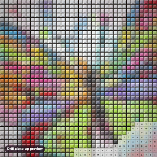Close-up preview of the Beauty of Butterfly diamond painting with square 5D drills and printed canvas symbols