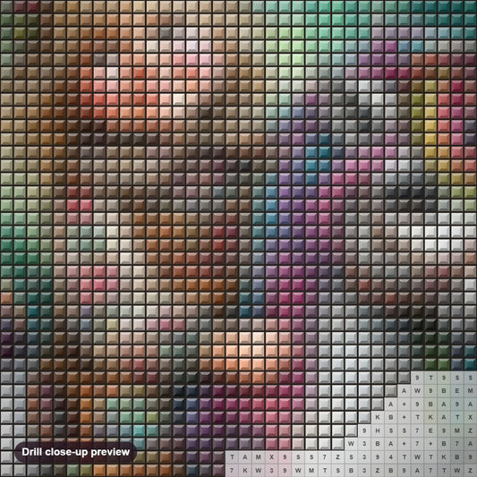Close-up preview of the Beauty of Life diamond painting with square 5D drills and printed canvas symbols