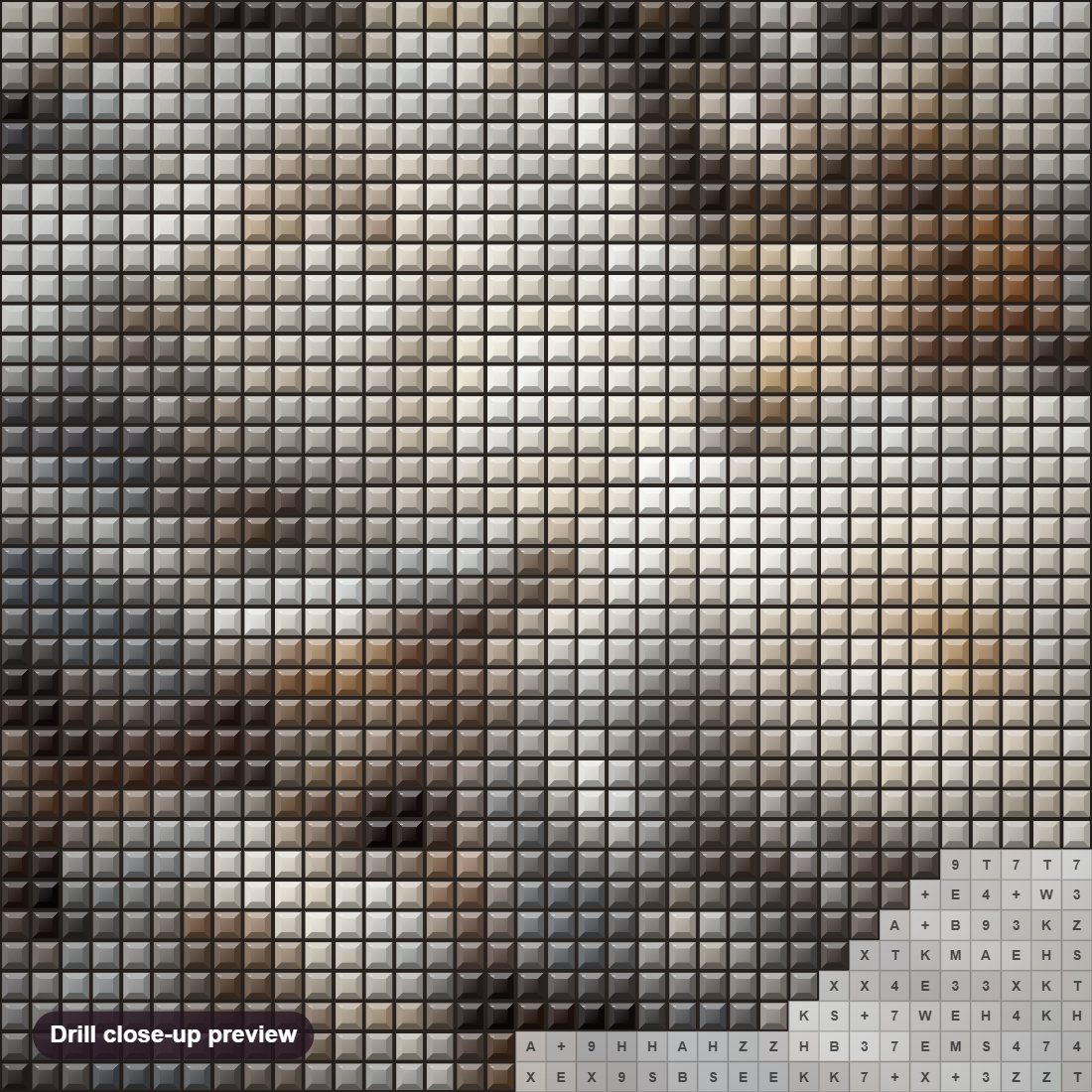 Close-up preview of the Beauty of White Flowers diamond painting with square 5D drills and printed canvas symbols
