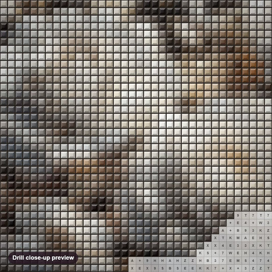 Close-up preview of the Beauty of White Flowers diamond painting with square 5D drills and printed canvas symbols