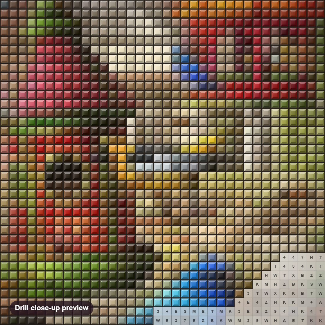 Close-up preview of the Birds Colony diamond painting with square 5D drills and printed canvas symbols