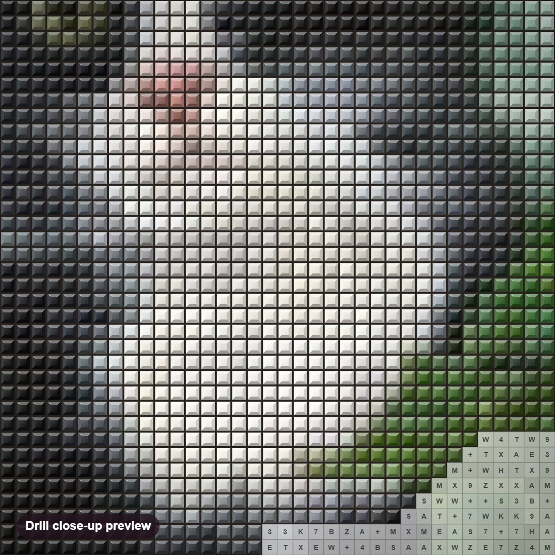 Close-up preview of the Black Cat on Tree diamond painting with square 5D drills and printed canvas symbols